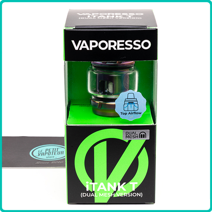 Packaging du Clearomiseur iTank T Dual Mesh Vaporesso